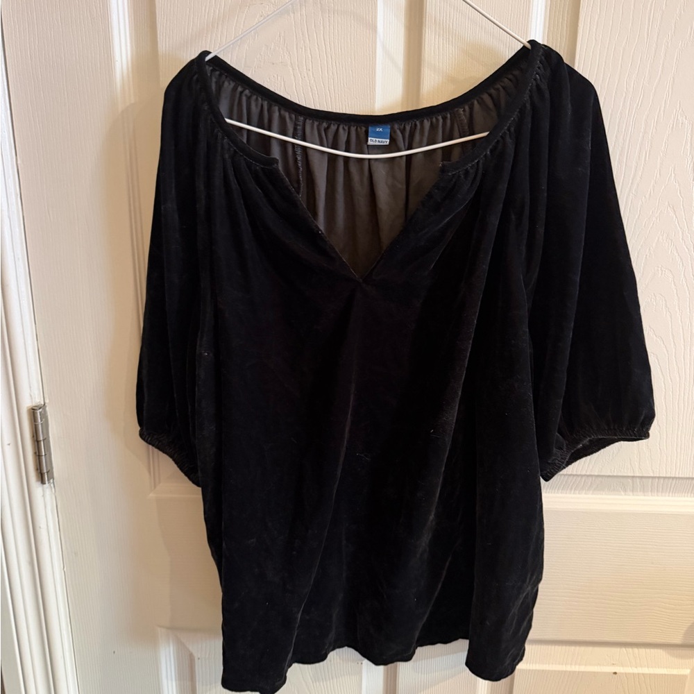 Old Navy Black Velvet Peasant Blouse